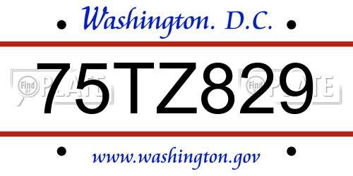 75TZ829 District Of Columbia License Plate