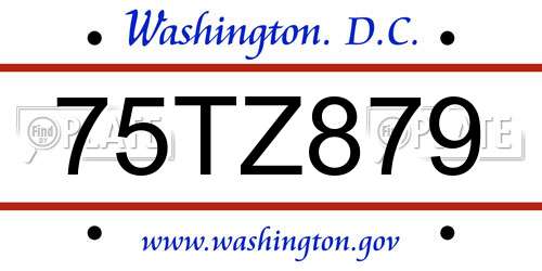 75TZ879 District Of Columbia License Plate