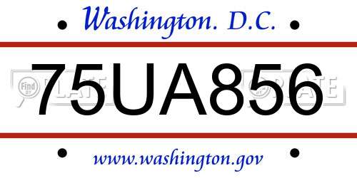 75UA856 District Of Columbia License Plate