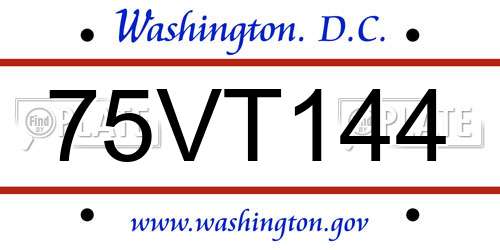 75VT144 District Of Columbia License Plate