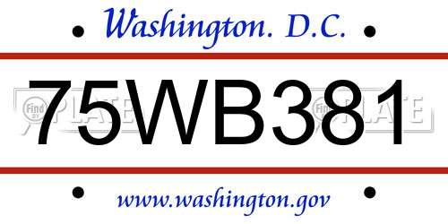 75WB381 District Of Columbia License Plate