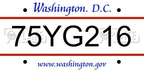 75YG216 District Of Columbia License Plate