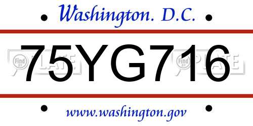 75YG716 District Of Columbia License Plate