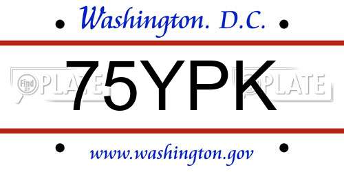75YPK District Of Columbia License Plate