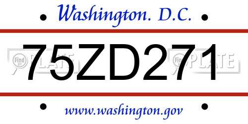 75ZD271 District Of Columbia License Plate