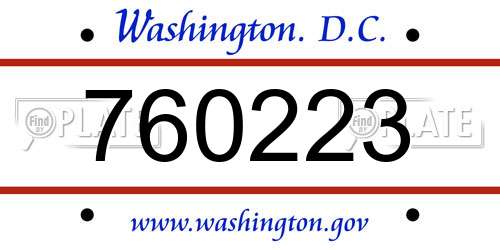 760223 District Of Columbia License Plate