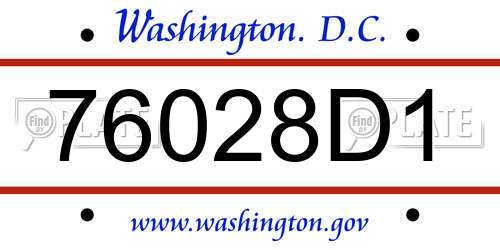 76028D1 District Of Columbia License Plate