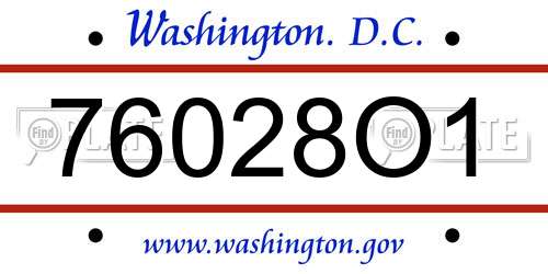 76028O1 District Of Columbia License Plate