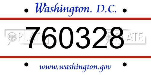 760328 District Of Columbia License Plate