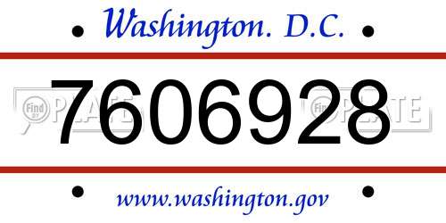 7606928 District Of Columbia License Plate