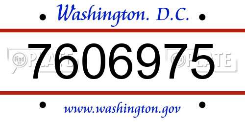 7606975 District Of Columbia License Plate