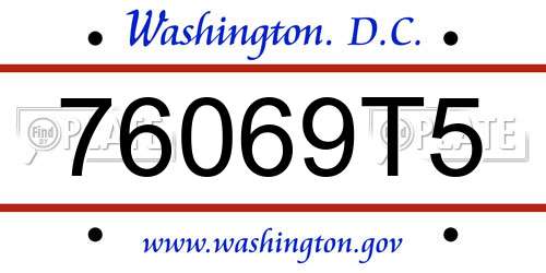 76069T5 District Of Columbia License Plate
