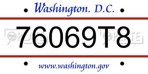76069T8 District Of Columbia License Plate