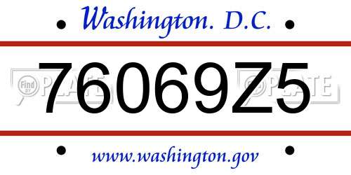 76069Z5 District Of Columbia License Plate