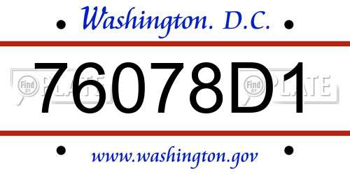 76078D1 District Of Columbia License Plate