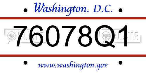 76078Q1 District Of Columbia License Plate
