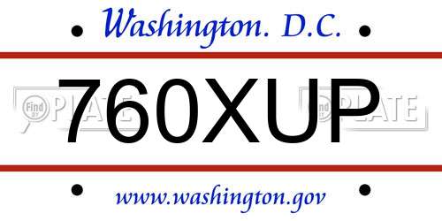 760XUP District Of Columbia License Plate