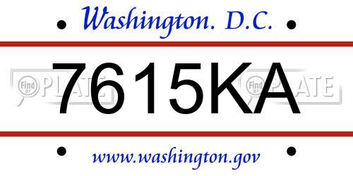 7615KA District Of Columbia License Plate