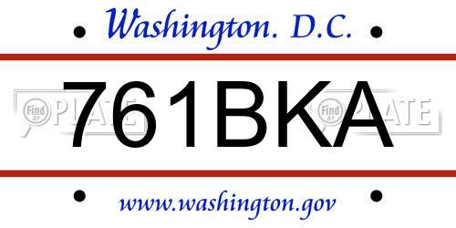 761BKA District Of Columbia License Plate