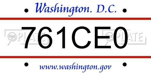 761CE0 District Of Columbia License Plate