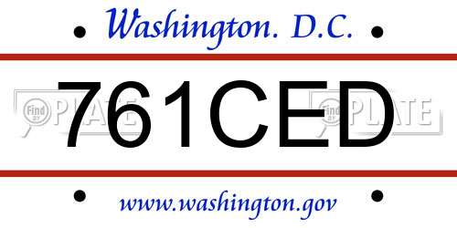 761CED District Of Columbia License Plate