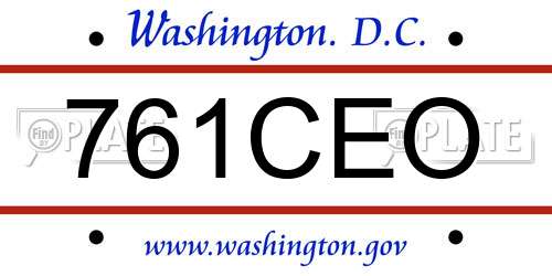761CEO District Of Columbia License Plate