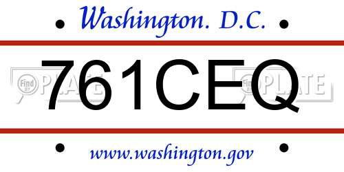 761CEQ District Of Columbia License Plate