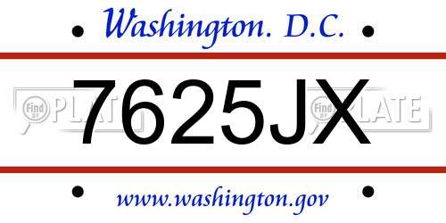 7625JX District Of Columbia License Plate