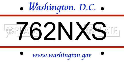 762NXS District Of Columbia License Plate