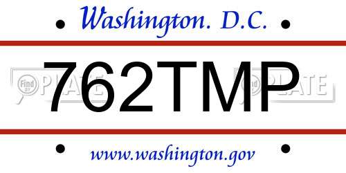 762TMP District Of Columbia License Plate