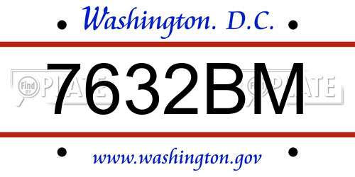 7632BM District Of Columbia License Plate