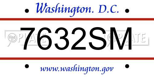 7632SM District Of Columbia License Plate