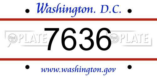 7636 District Of Columbia License Plate