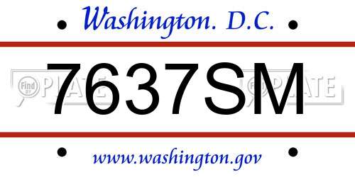 7637SM District Of Columbia License Plate