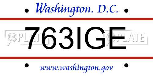 763IGE District Of Columbia License Plate