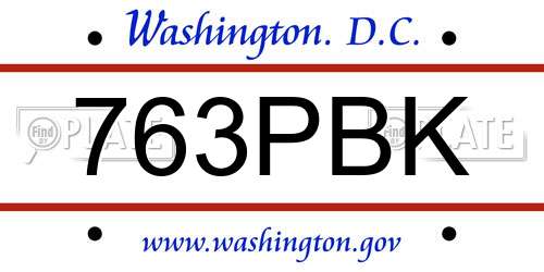 763PBK District Of Columbia License Plate