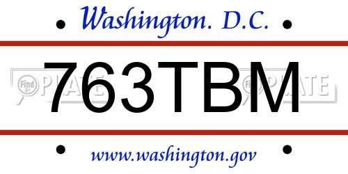 763TBM District Of Columbia License Plate