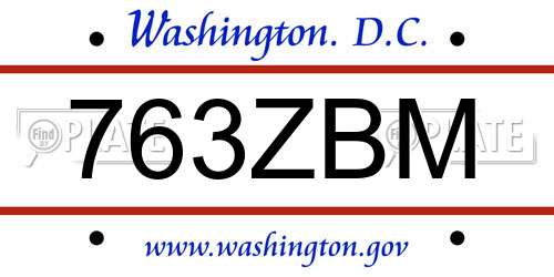 763ZBM District Of Columbia License Plate