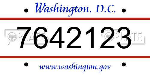 7642123 District Of Columbia License Plate
