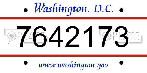 7642173 District Of Columbia License Plate