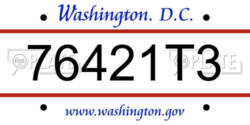 76421T3 District Of Columbia License Plate
