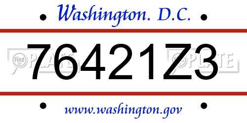 76421Z3 District Of Columbia License Plate