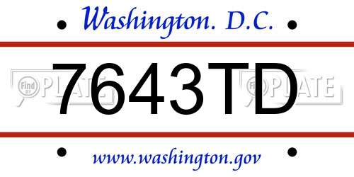 7643TD District Of Columbia License Plate