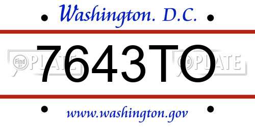7643TO District Of Columbia License Plate