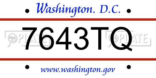 7643TQ District Of Columbia License Plate