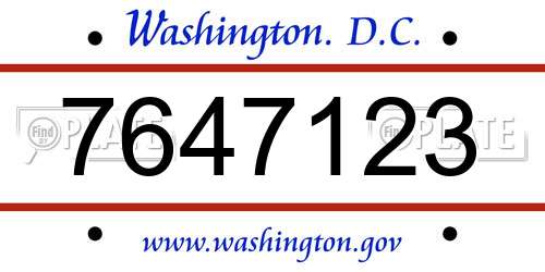 7647123 District Of Columbia License Plate