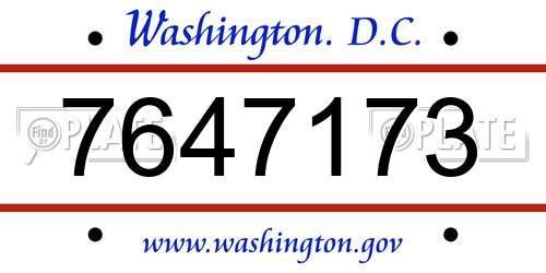 7647173 District Of Columbia License Plate