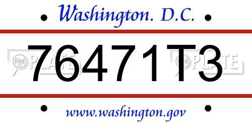 76471T3 District Of Columbia License Plate