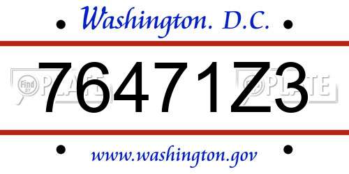 76471Z3 District Of Columbia License Plate