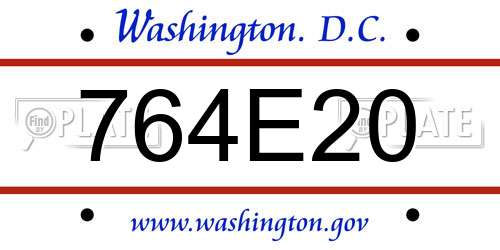764E20 District Of Columbia License Plate